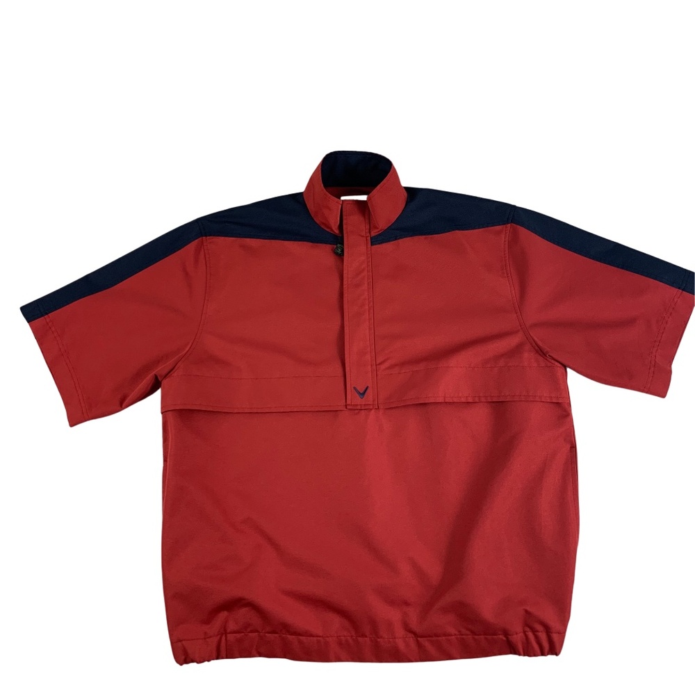 Callaway Golf Red Navy Pullover 1/4 Zip Jacket Brushed Oxford Men's M Activewear